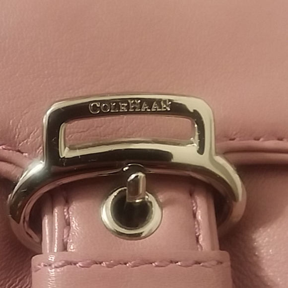 Cole Haan Mauve Small Leather Baguette Handbag with Silvertone Hardware - Picture 3 of 16